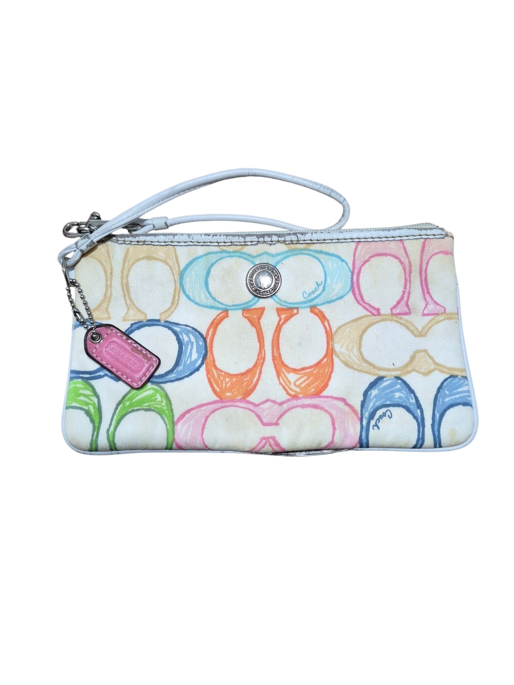 Vintage Coach Hamptons Scribble C print canvas wristlet
